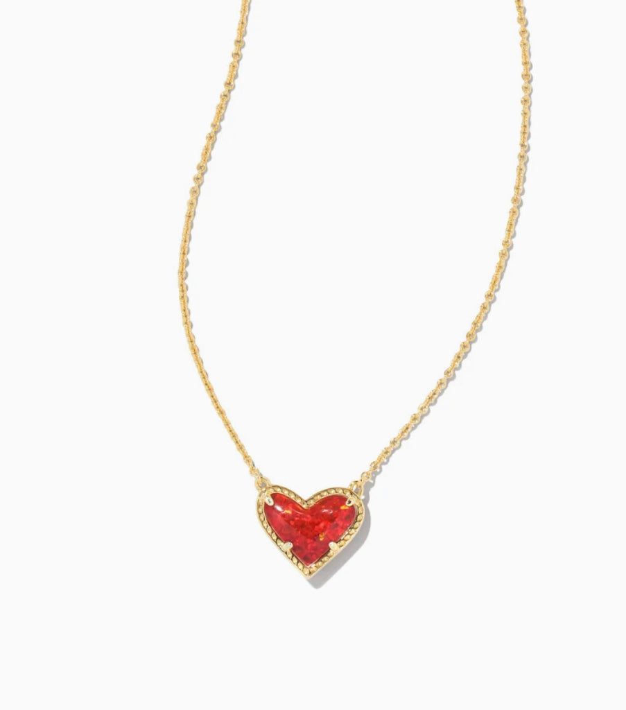 Kendra Scott Ari Heart Pendant Necklace In Gold Red Kyocera Opal-Kendra Scott-The Bugs Ear