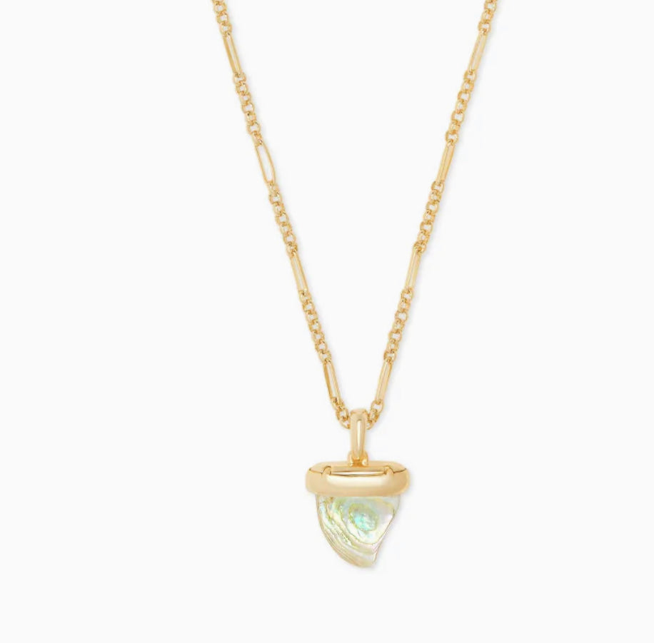 Kendra Scott Oleana Gold Pendant Necklace In Iridescent Abalone-kendra Scott-The Bugs Ear