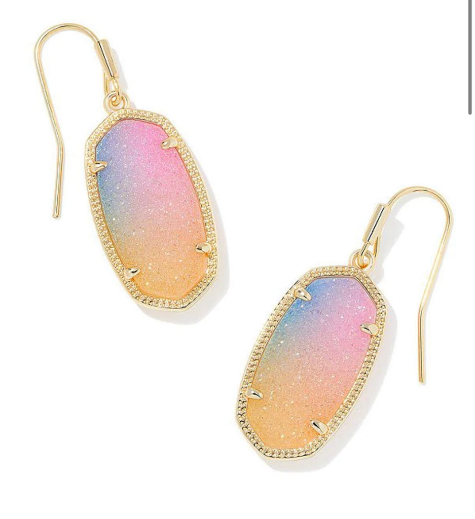 Kendra Scott Dani Drop Earrings Gold Pink Watercolor Drusy-Kendra Scott-The Bugs Ear