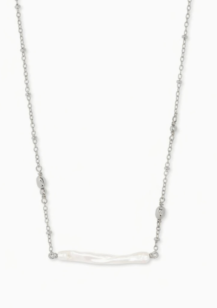 Kendra Scott Eileen Rhodium Pendant Necklace In White Pearl-Kendra Scott-The Bugs Ear