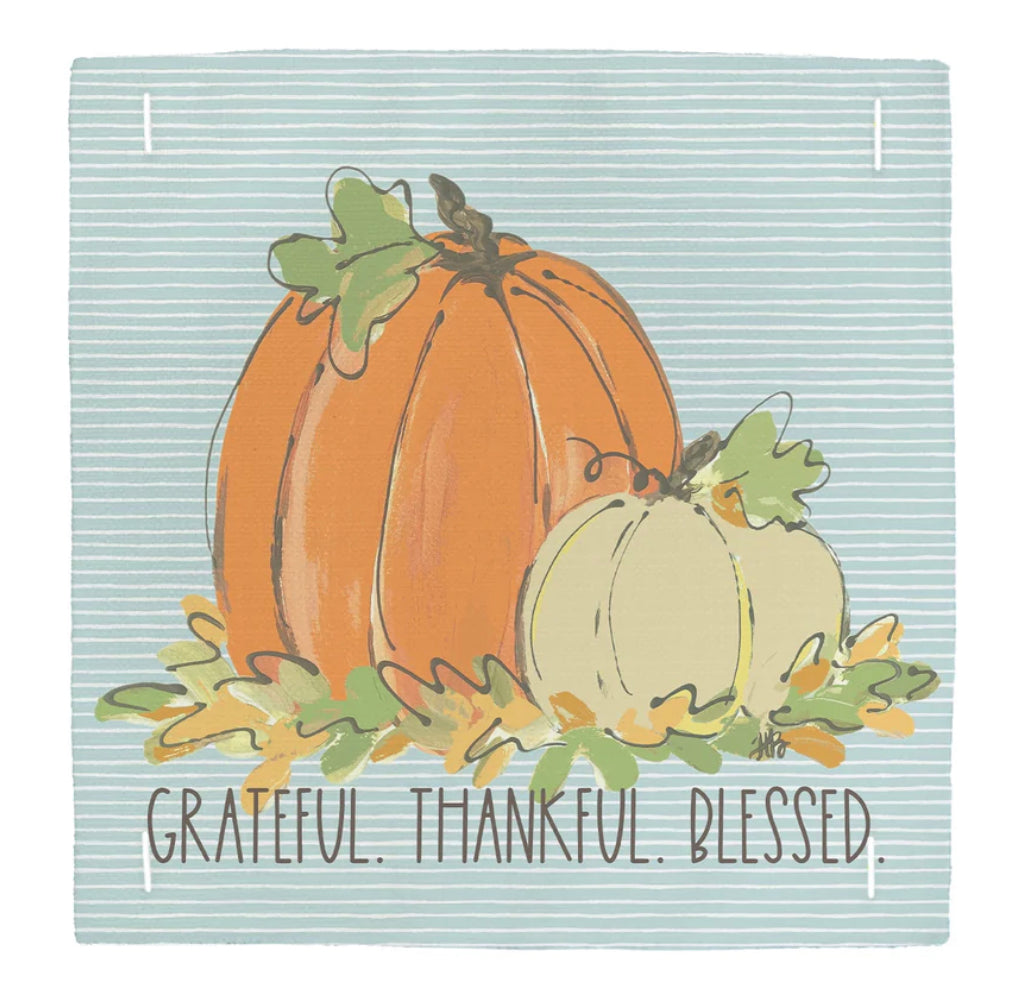 Grateful Thankful Blessed Pumpkins Design Square Pillow Swap-LuckyBird-The Bugs Ear