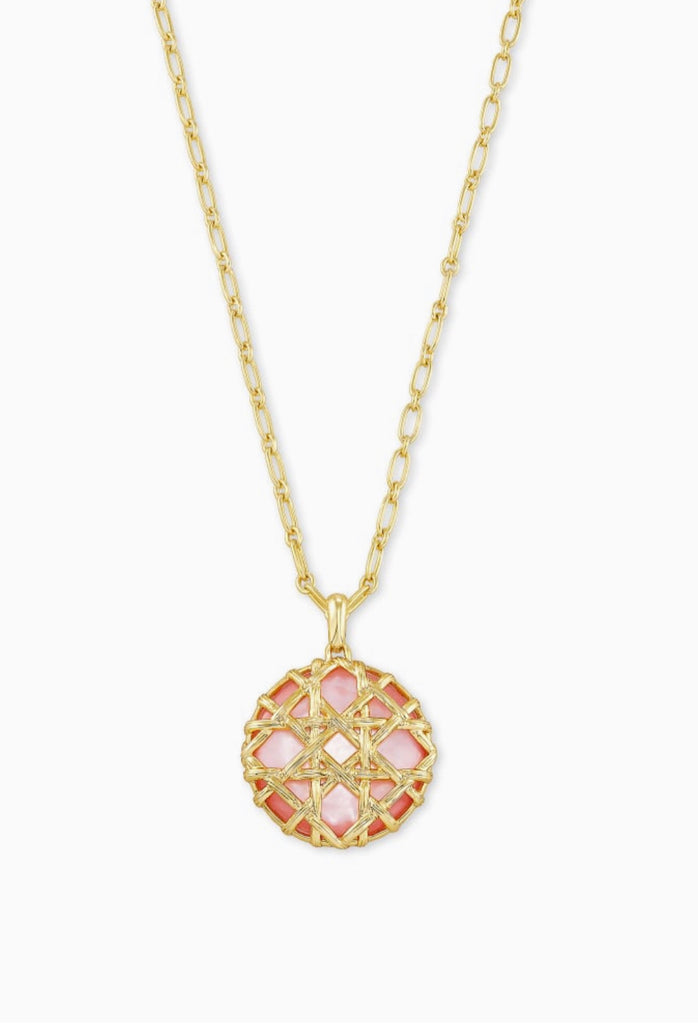 Kendra Scott Natalie Gold Long Pendant Necklace In Rose Mother Of Pearl-Kendra Scott-The Bugs Ear