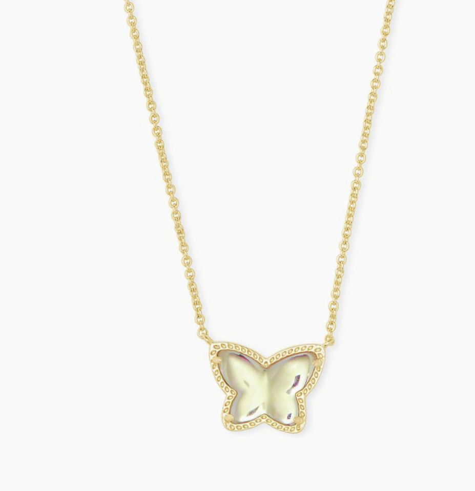 Kendra Scott Lillia Butterfly Gold Pendant Necklace In Dichroic Glass-kendra Scott-The Bugs Ear