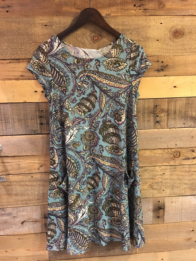 Piper Knit Paisley Dress in Sea Blue-Aryeh-The Bugs Ear