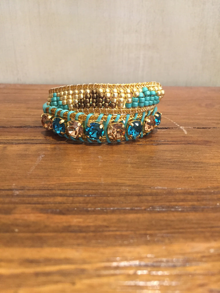 Nitza Mint Green and Gold Wrap Bracelet-La Hola-The Bugs Ear
