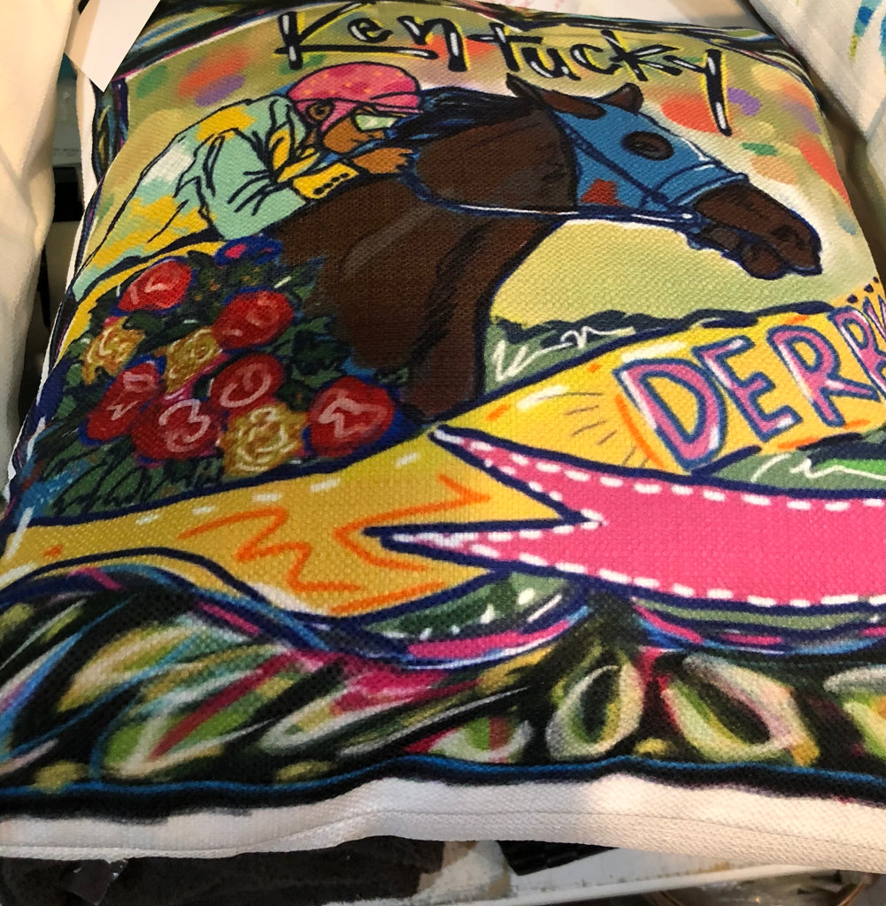 Kentucky Derby Pillow-LuckyBird-The Bugs Ear