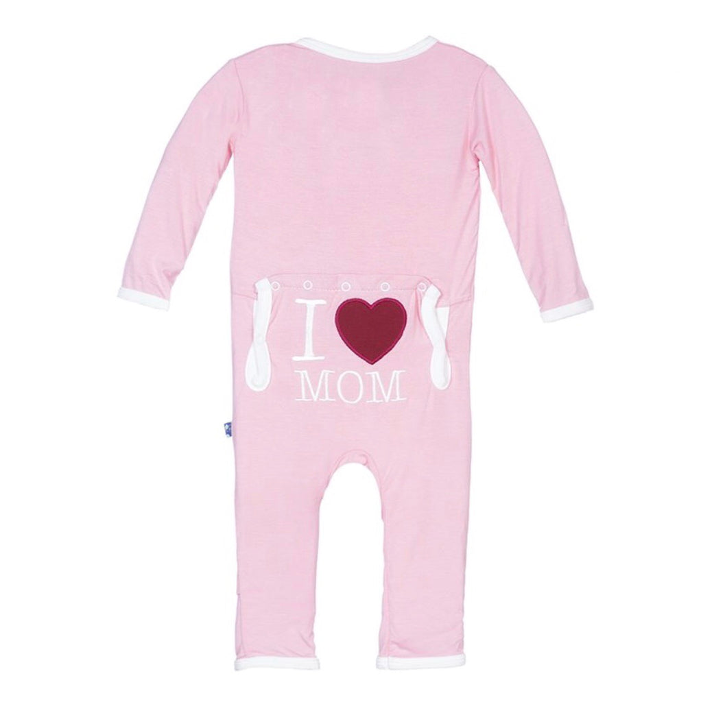 KicKee Pants Holiday Applique Coverall in Lotus I Love Mom-KicKee Pants-The Bugs Ear