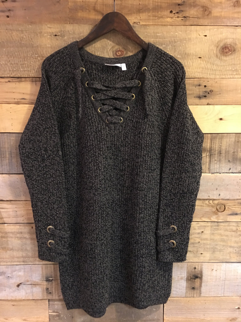 Ollie Knit Sweater Dress in Olive Twist-RD Style-The Bugs Ear