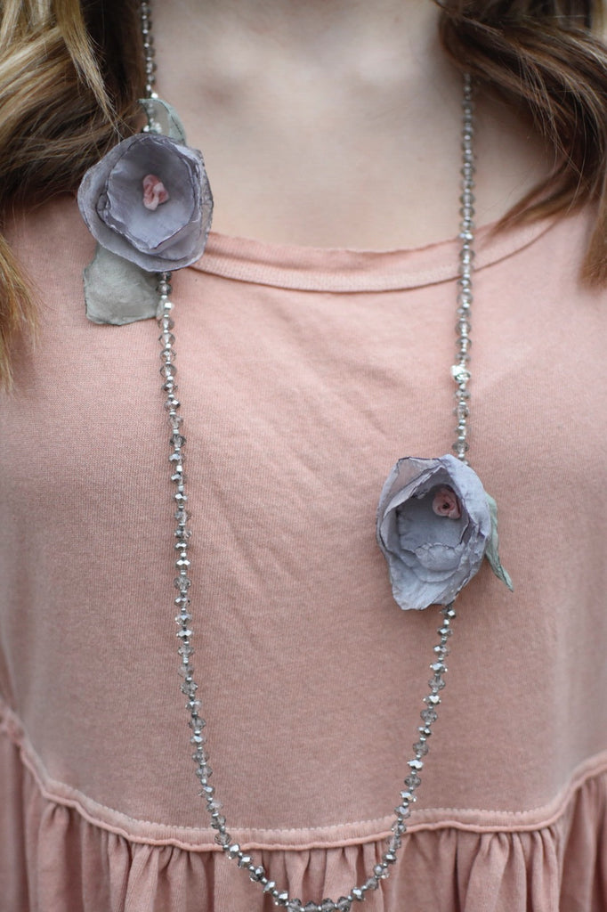 RUSH Floral Beaded Necklace in Lilac-Rush-The Bugs Ear