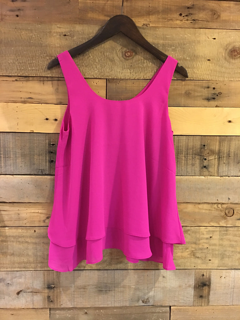 Georgette Flowy Sleeveless Top in Hot Pink-Aryeh-The Bugs Ear