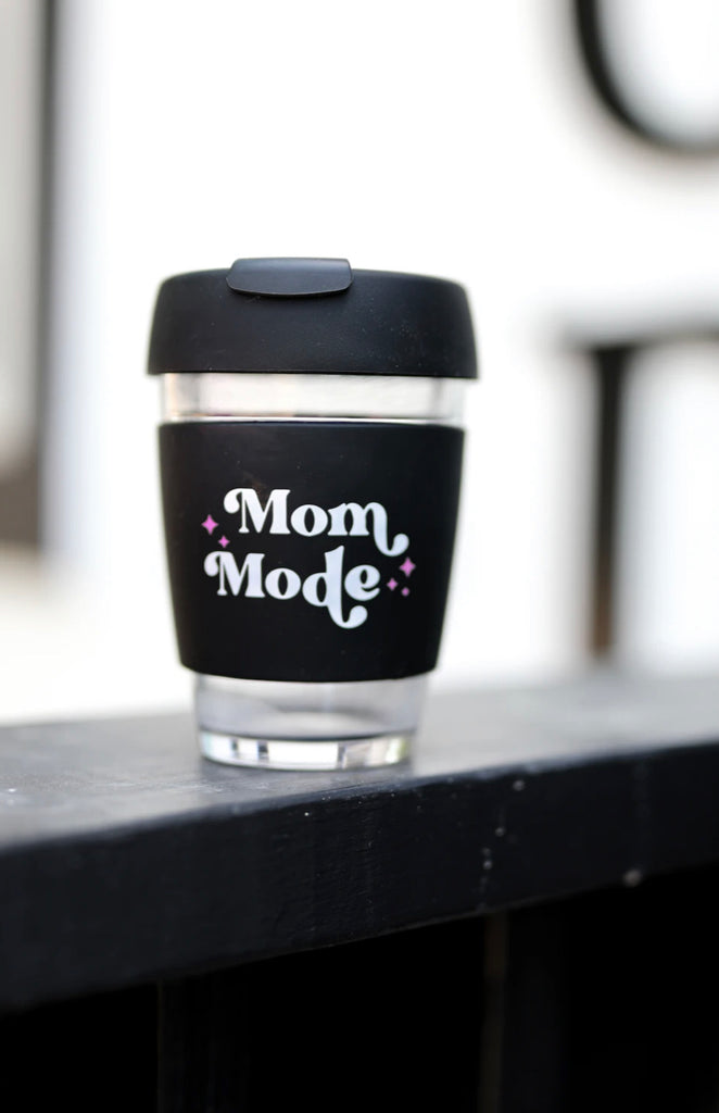 Glass Coffee Cup - Mom Mode-Jadelynn Brooke-The Bugs Ear