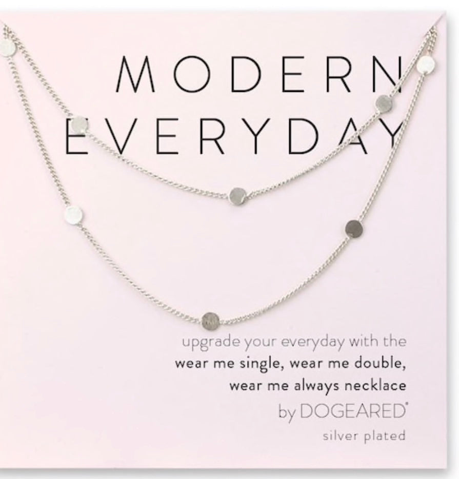 Dogeared Modern Everyday Long Multi-circle Chain Necklace Silver