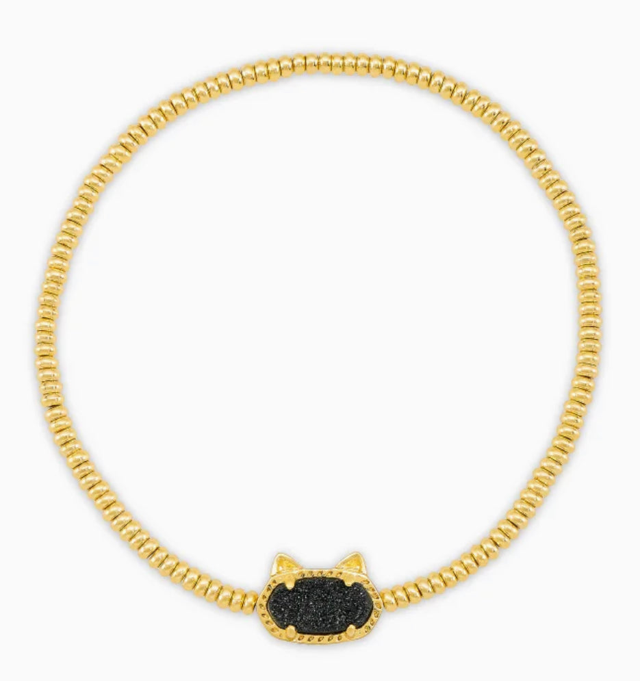 Kendra Scott Grayson Gold Cat Stretch Bracelet In Black Drusy-Kendra Scott-The Bugs Ear