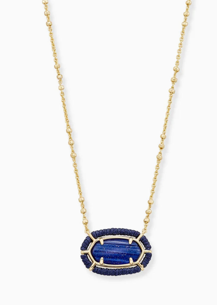 Kendra Scott Threaded Elisa Gold Pendant Necklace In Navy Dusted Glass-Kendra Scott-The Bugs Ear
