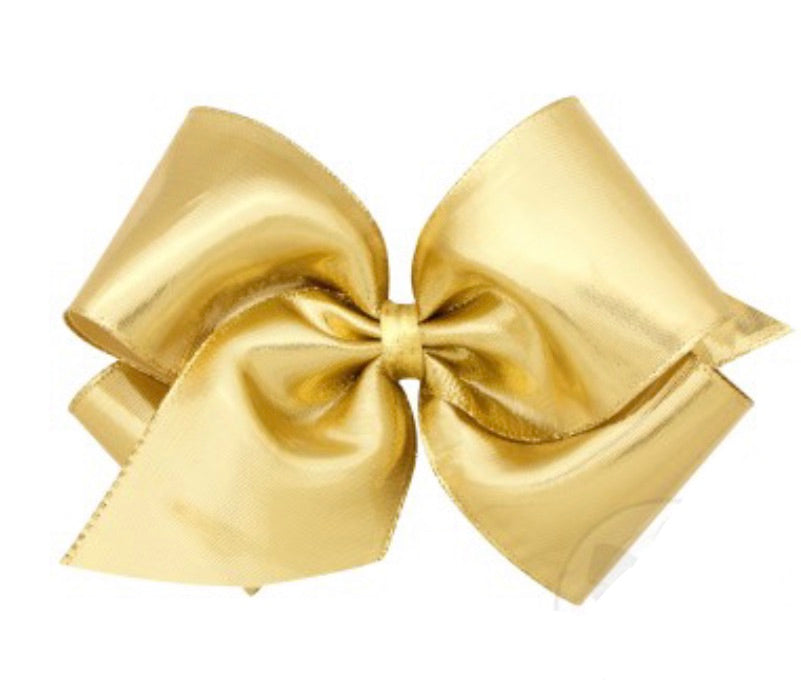 Wee Ones King Metallic Overlay Bow in Gold-Wee Ones-The Bugs Ear