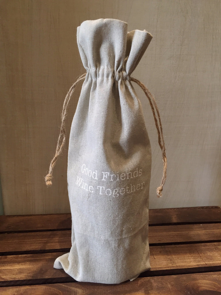 Good Friends Wine Together Linen Wine Bag-Face to Face Designs-The Bugs Ear