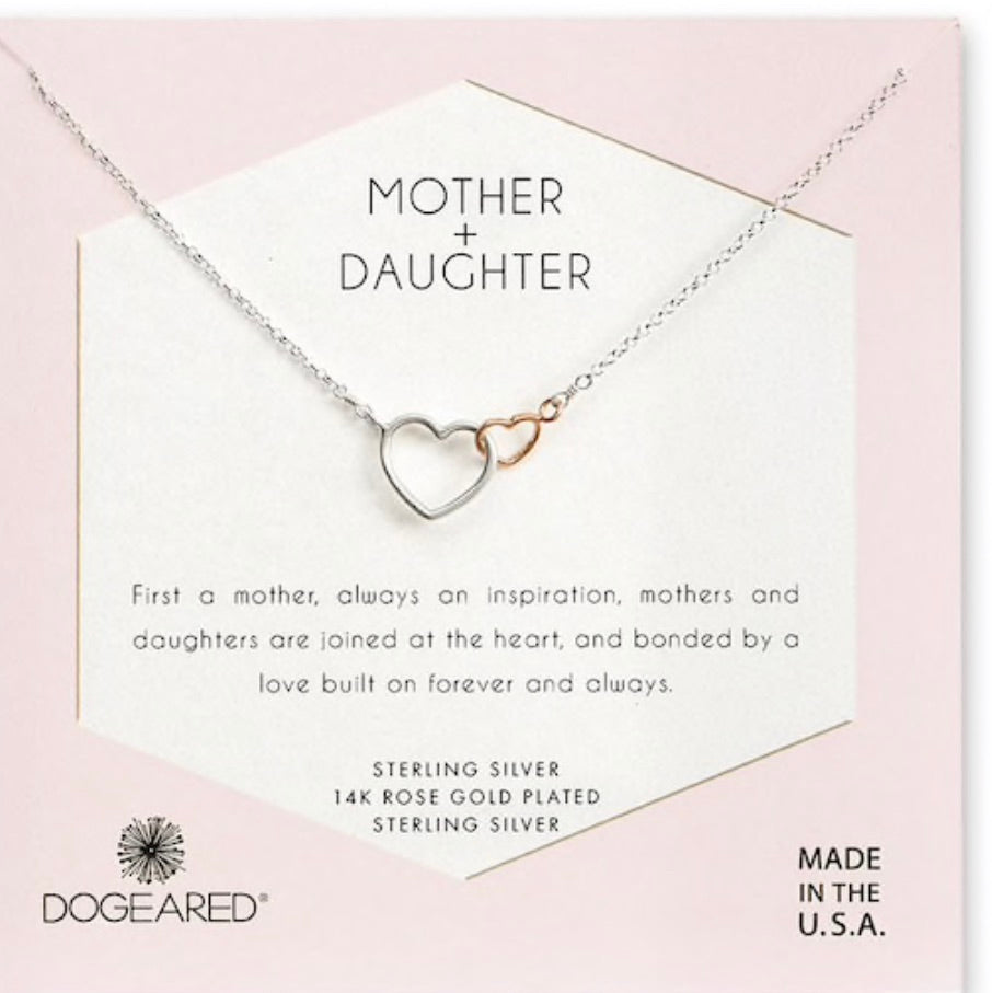 Dogeared Mother Daughter Linked Hearts Necklace Gold Dipped and Silver-Dogeared-The Bugs Ear