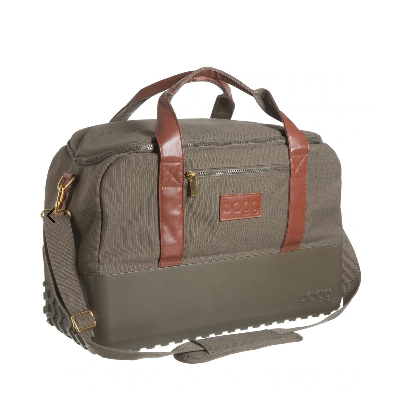 Béis The Weekender Canvas & Faux Leather Bag in Olive