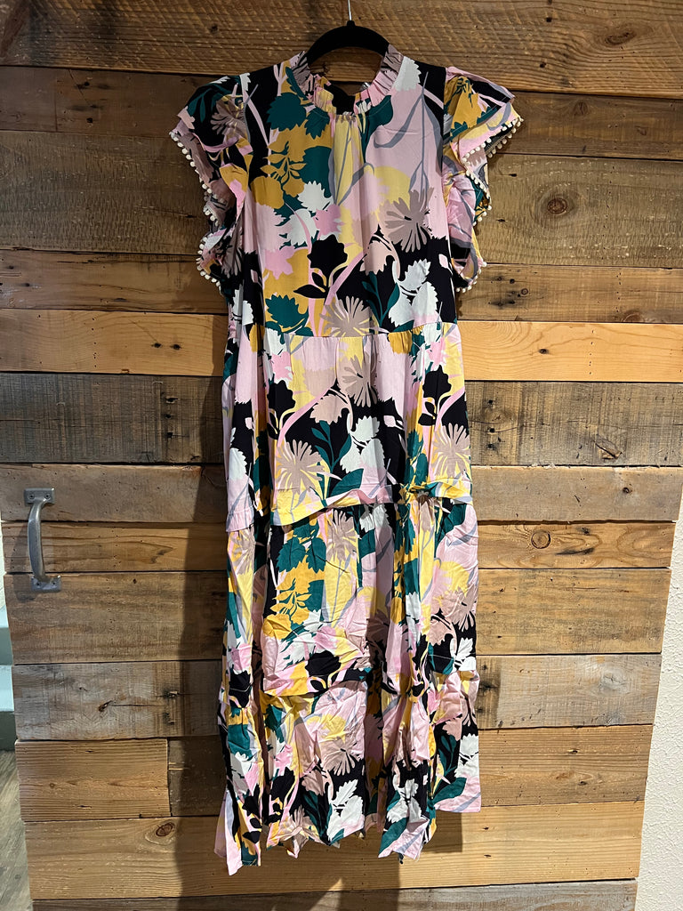 Hadley Floral Butterfly Tiered Maxi Dress-THML-The Bugs Ear