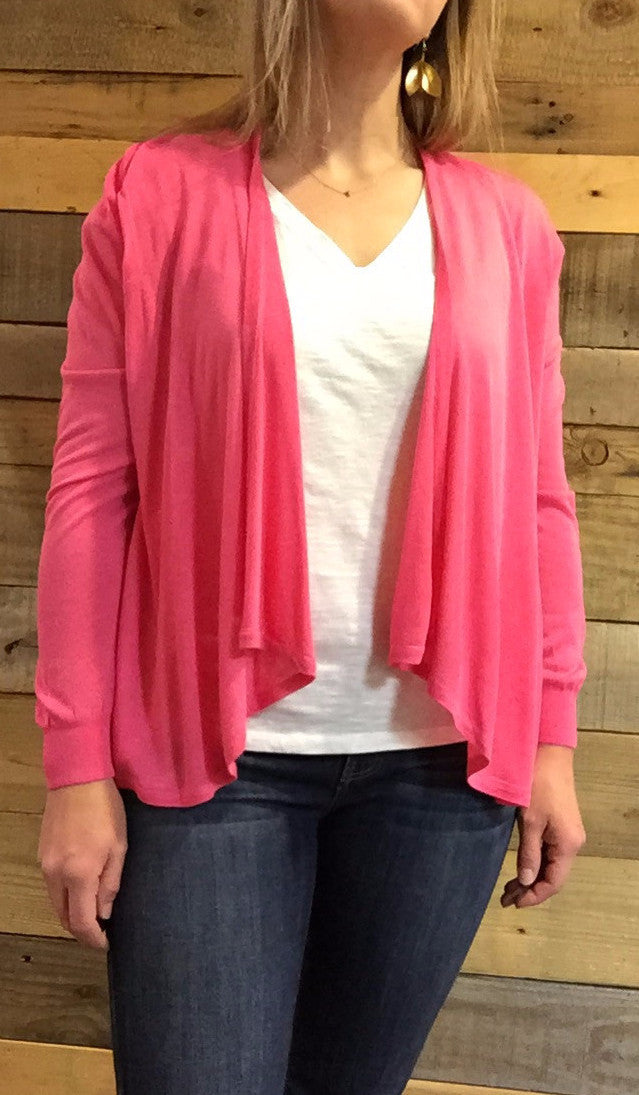 Lori Pink Drape Front Cardigan – The Bugs Ear