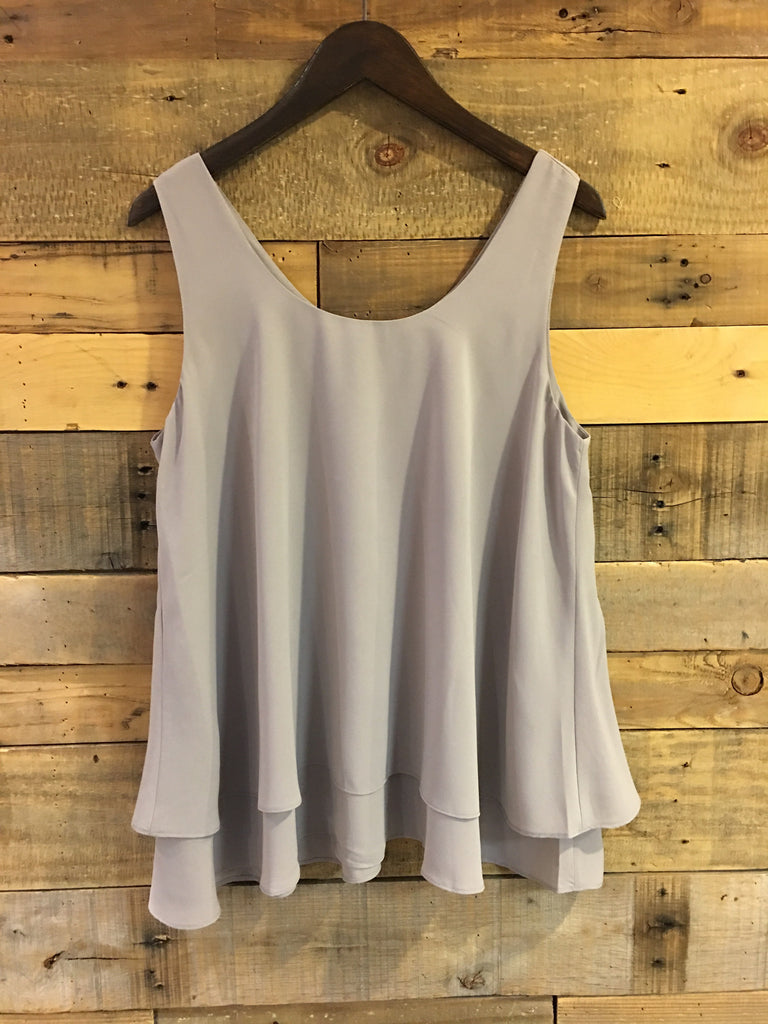 Georgette Flowy Sleeveless Top in Gray-Aryeh-The Bugs Ear