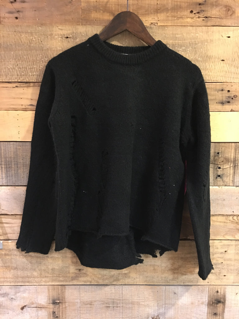 Sandy Destroyed Black Knit Sweater-RD Style-The Bugs Ear