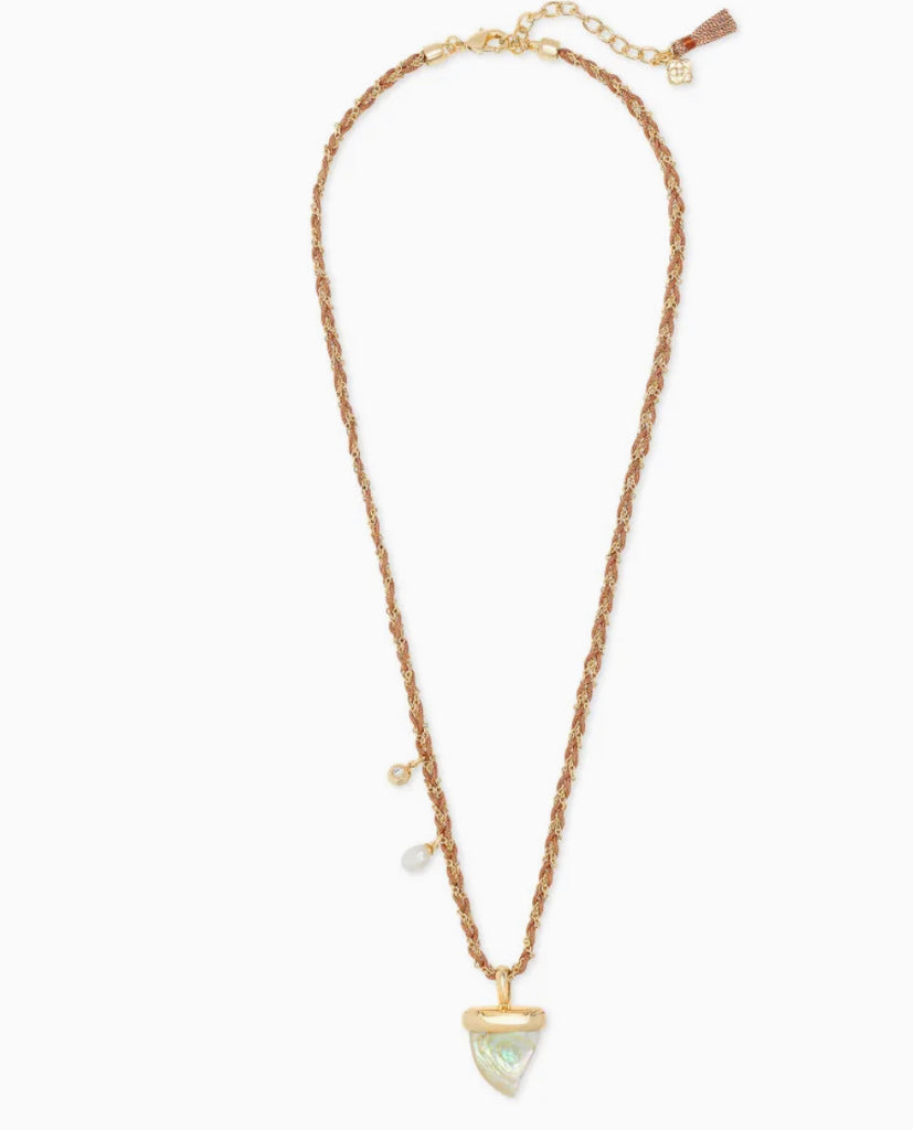 Kendra Scott Oleana Gold Long Pendant Necklace In Iridescent Abalone-kendra Scott-The Bugs Ear