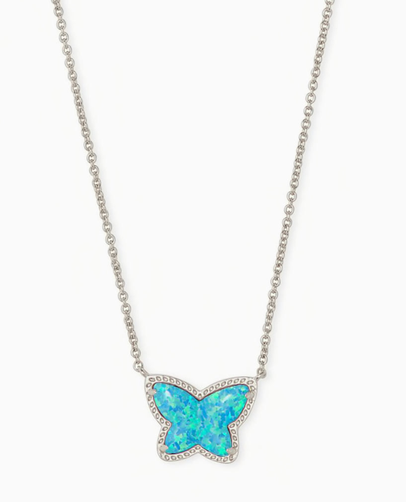 Kendra Scott Lillia Butterfly Silver Pendant Necklace In Turquoise Kyocera Opal-kendra Scott-The Bugs Ear