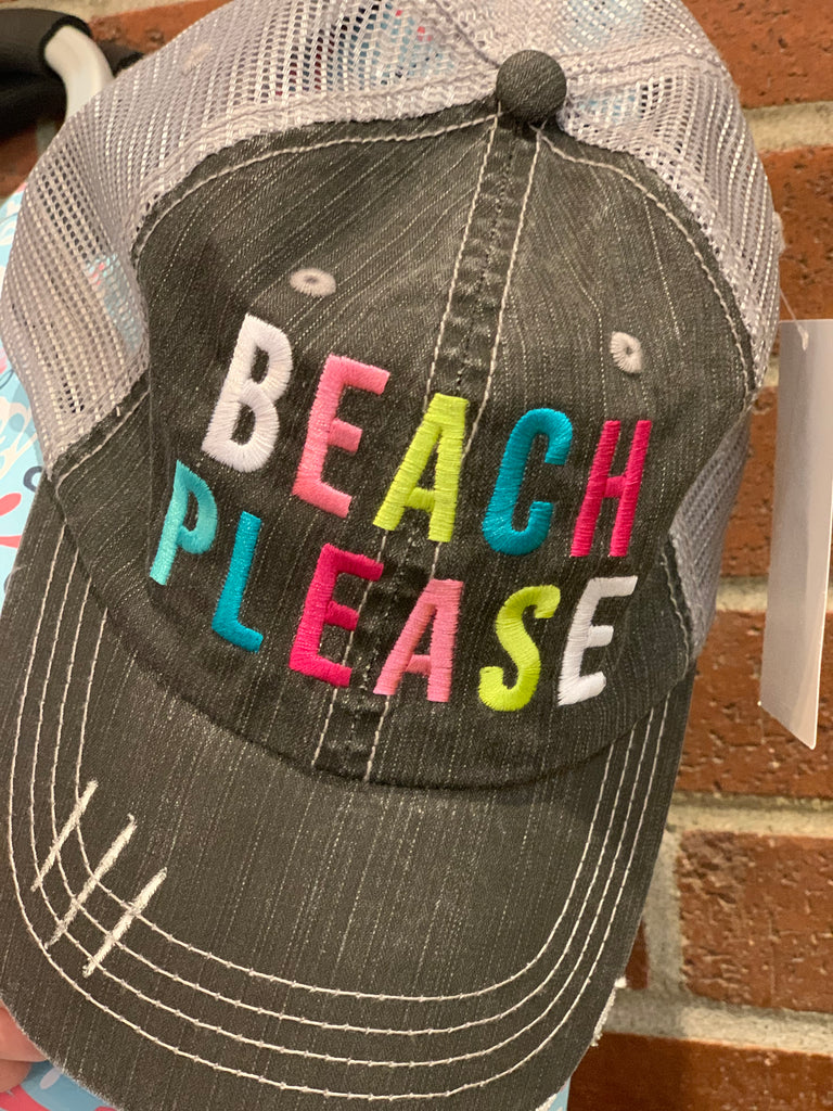 Beach Please Distressed Trucker Hat-Katydid-The Bugs Ear