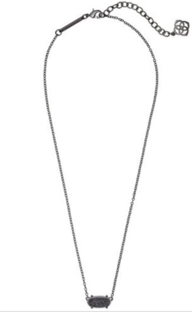 Kendra Scott Elisa Cat Pendant Gunmetal Necklace in Black Drusy-Kendra Scott-The Bugs Ear