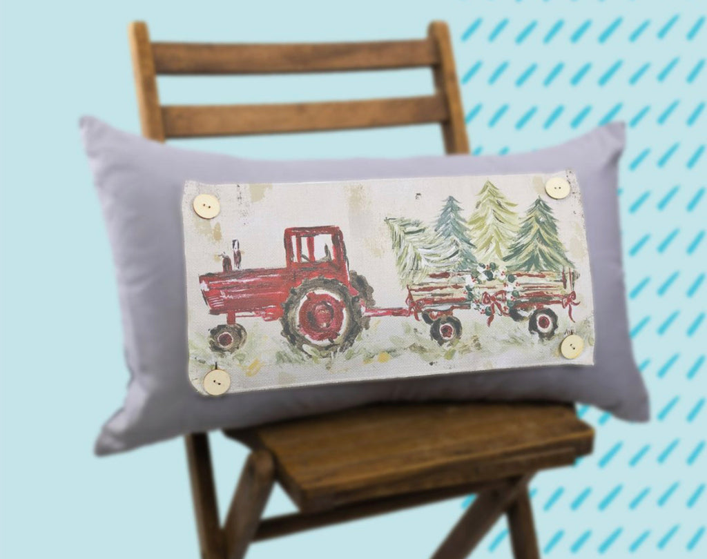 Christmas Red Tractor and Trees Pillow Swap-LuckyBird-The Bugs Ear