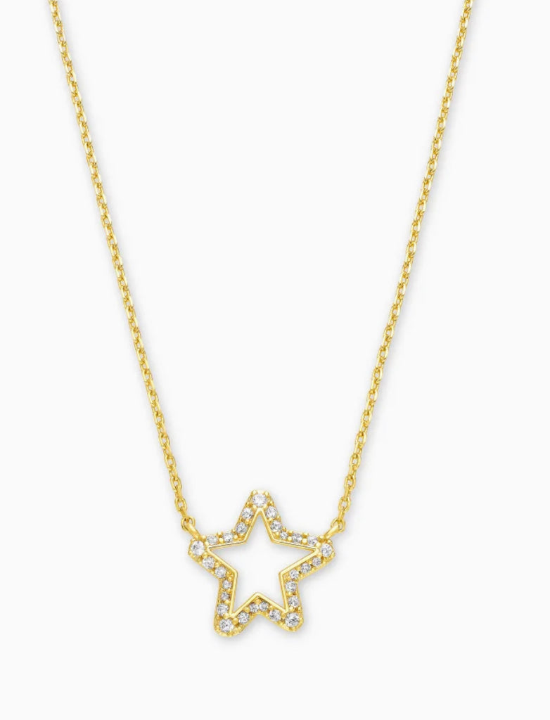 Kendra Scott Jae Star Gold Pendant Necklace In White Crystal-Kendra Scott-The Bugs Ear