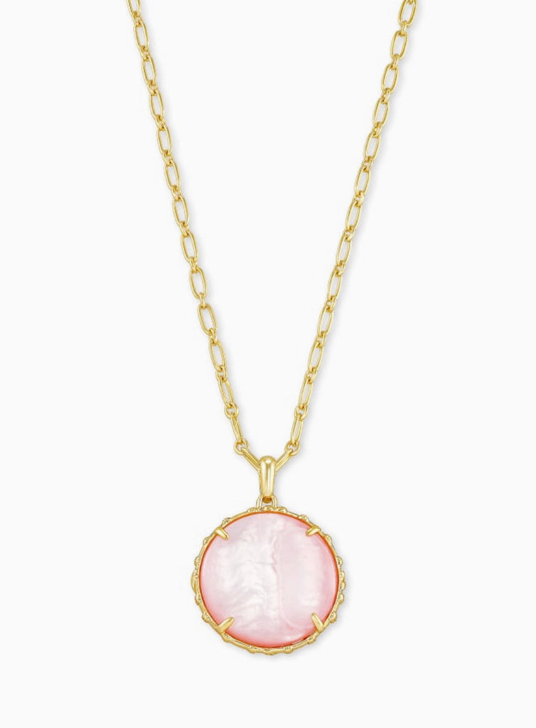 Kendra Scott Natalie Gold Long Pendant Necklace In Rose Mother Of Pearl-Kendra Scott-The Bugs Ear