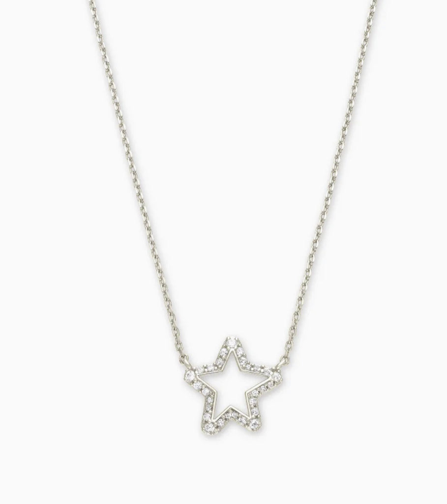 Kendra Scott Jae Star Silver Pendant Necklace In White Crystal-Kendra Scott-The Bugs Ear