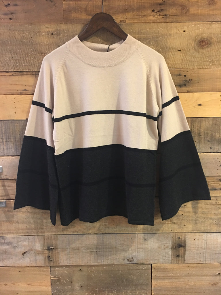 Janine Stripe Bell Sleeve Sweater in Cream-THML-The Bugs Ear