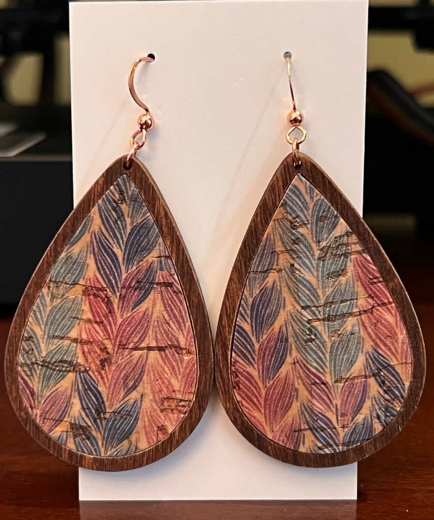Wood Colorful Braids Cork Dangle Teardrop Earrings-AIRYELLE DESIGNS-The Bugs Ear