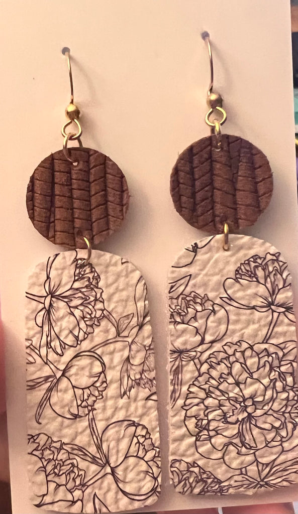Peony Dream Leather Earrings-AIRYELLE DESIGNS-The Bugs Ear