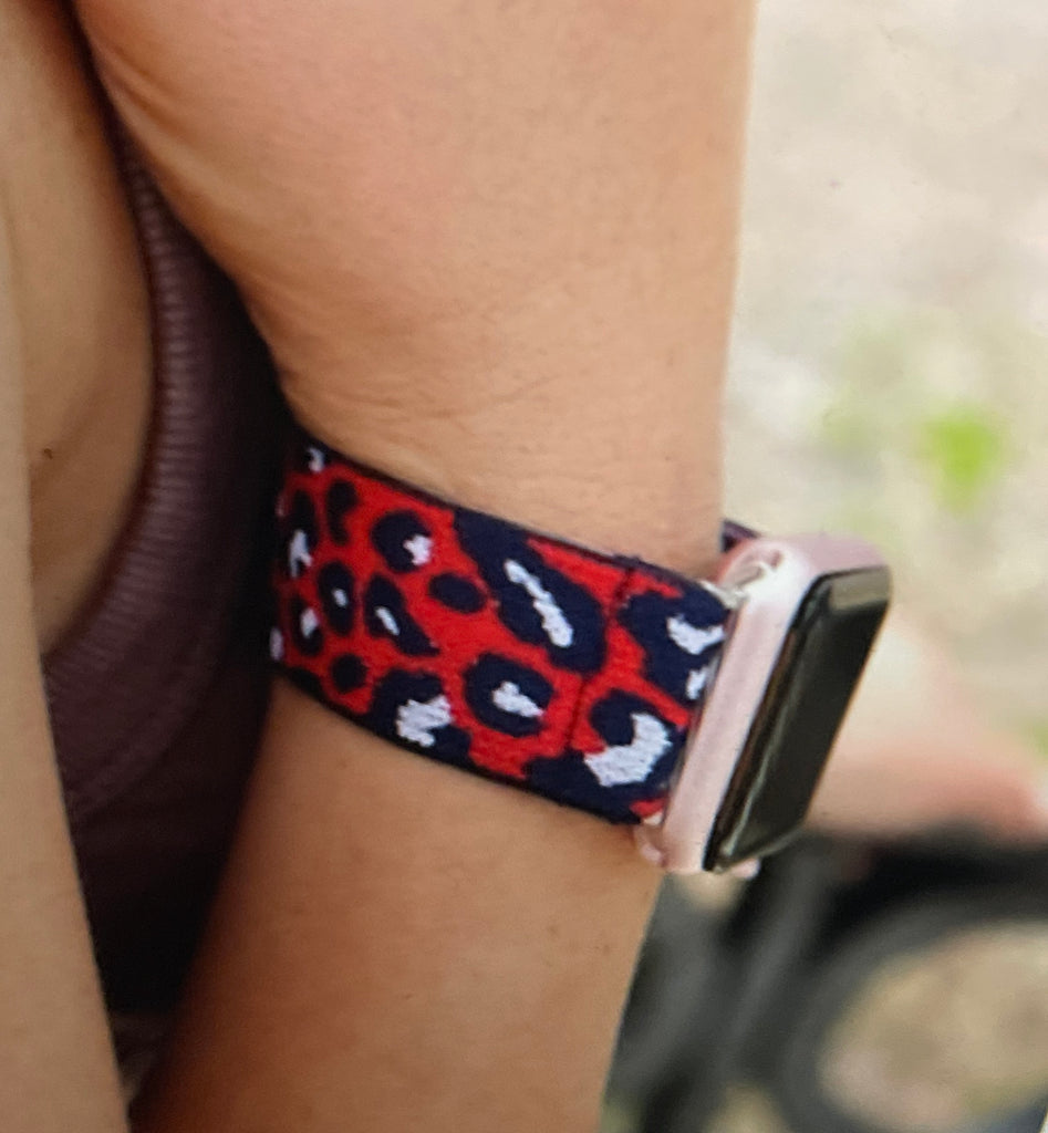 Red and Navy Cheetah Nylon Apple Watch Band-Thomas and Lee Company-The Bugs Ear