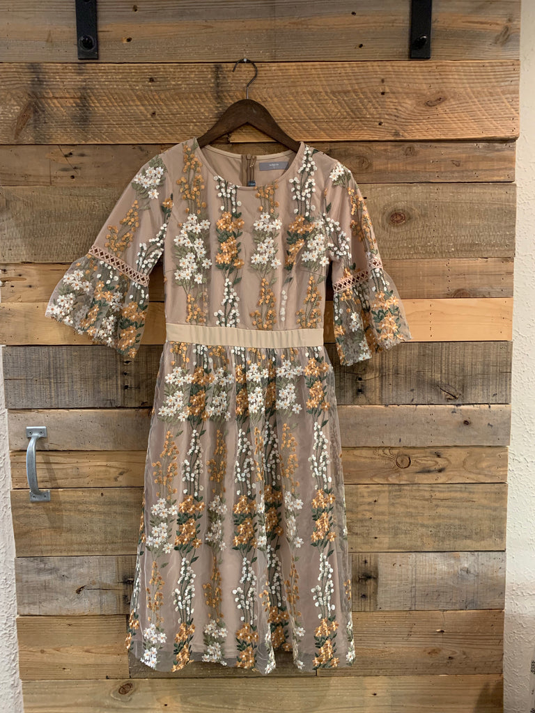 Matilda Floral Embroidered Dress-Polagram-The Bugs Ear