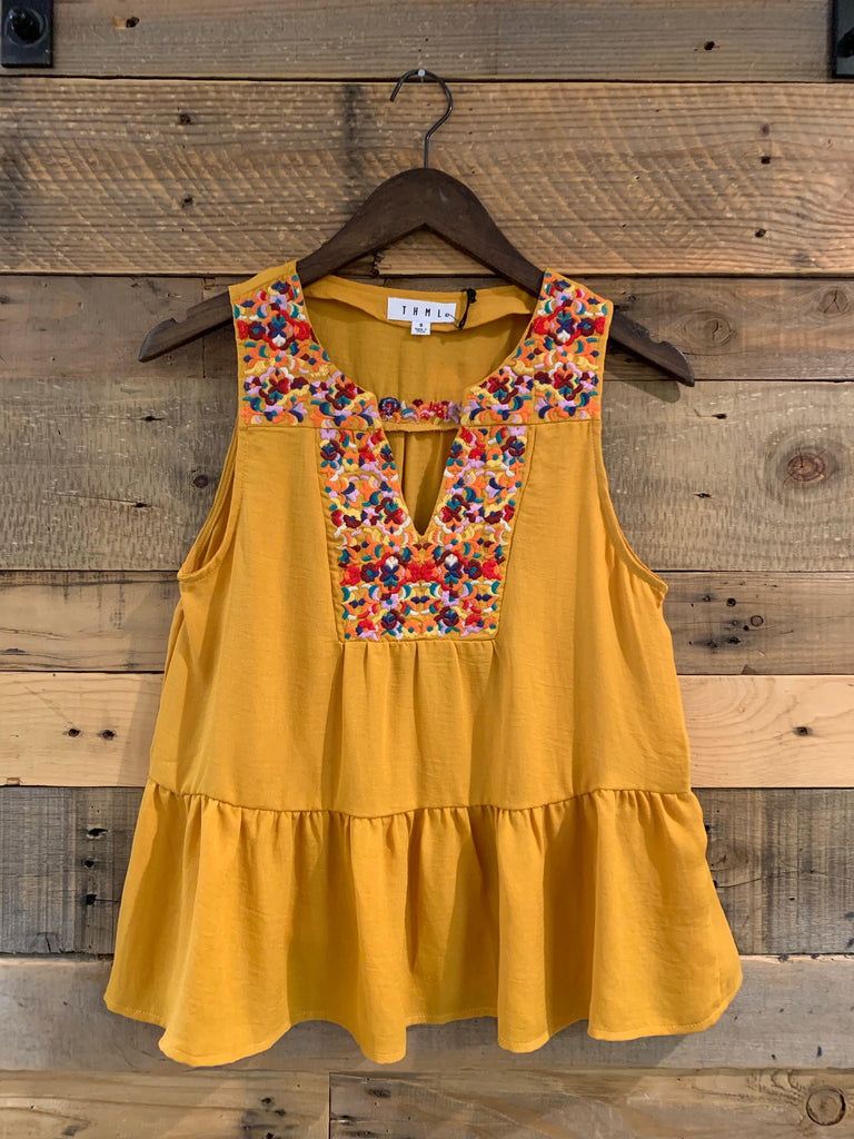 Ramona Embroidered Colorful V Neck Top-THML-The Bugs Ear