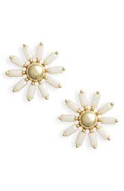 Kendra Scott Madison Daisy Gold Stud Earrings in White Opaque Glass-Kendra Scott-The Bugs Ear