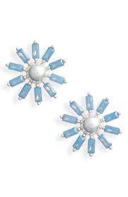 Kendra Scott Madison Daisy Bright Silver Stud Earrings in Blue Opal Crystal-Kendra Scott-The Bugs Ear