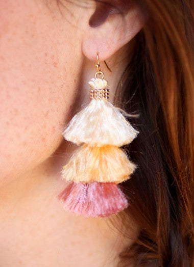 Tassel Earrings Pink Tones-The Bug's Ear-The Bugs Ear