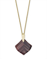 Kendra Scott Aislinn Gold Long Pendant Necklace In Brown Dusted Glass-Kendra Scott-The Bugs Ear