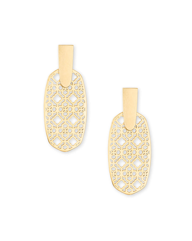 Kendra Scott Aragon Gold Drop Earrings In Gold Filigree-Kendra Scott-The Bugs Ear