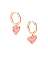 Kendra Scott Ari Heart Rose Gold Huggie Earrings In Pink Drusy-Kendra Scott-The Bugs Ear