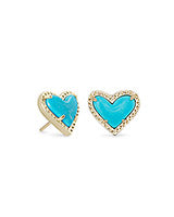Kendra Scott Ari Heart Gold Stud Earrings In Turquoise Magnesite-Kendra Scott-The Bugs Ear