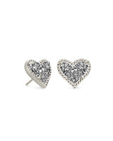 Kendra Scott Ari Heart Silver Stud Earrings In Platinum Drusy-Kendra Scott-The Bugs Ear