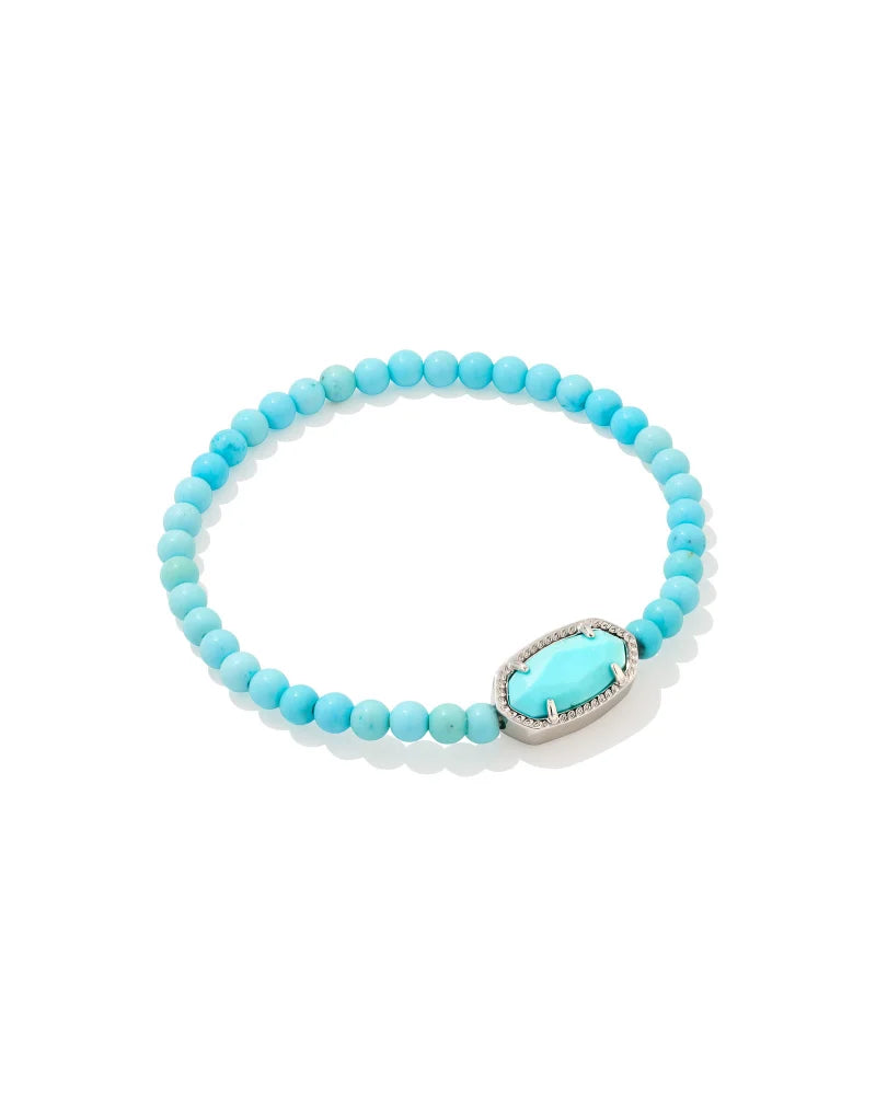 Kendra Scott Beaded Elaina Silver Stretch Bracelet In Light Blue