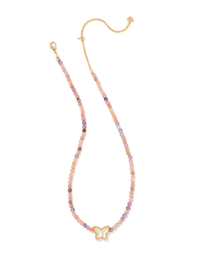 Kendra Scott RAYNE Pink Pendant Necklace Magenta Yellow Gold Plated Tassel  w/Bag | eBay